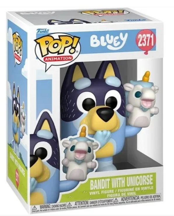 Bandit with Unicorse Funko Pop! #2371 — angled window box.