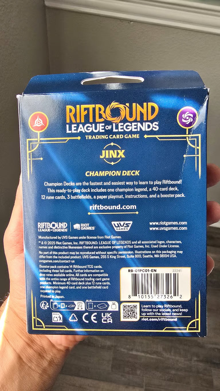 League of Legends Riftbound Origins Jinx Champion Deck
