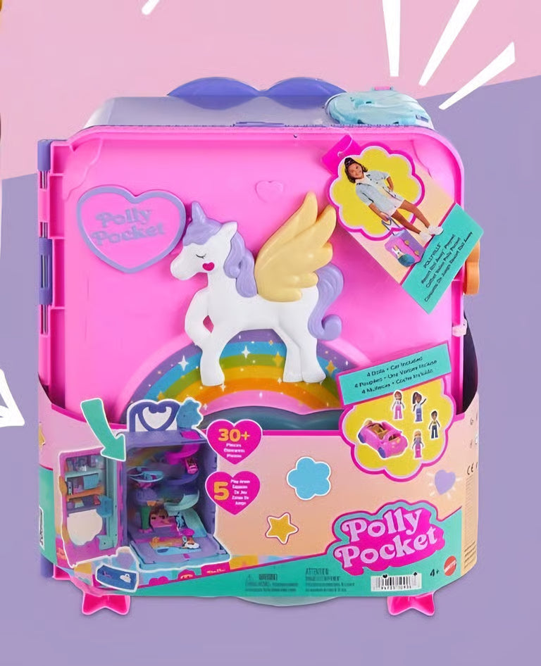 Polly Pocket Pollyville Resort Roll Away Playset with Rolling Wheels