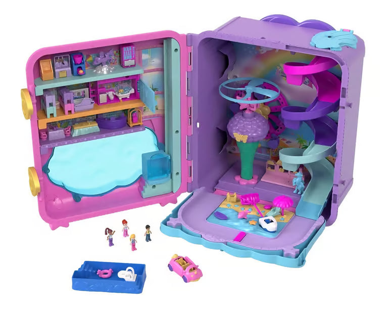 Polly Pocket Pollyville Resort Roll Away Playset with Rolling Wheels
