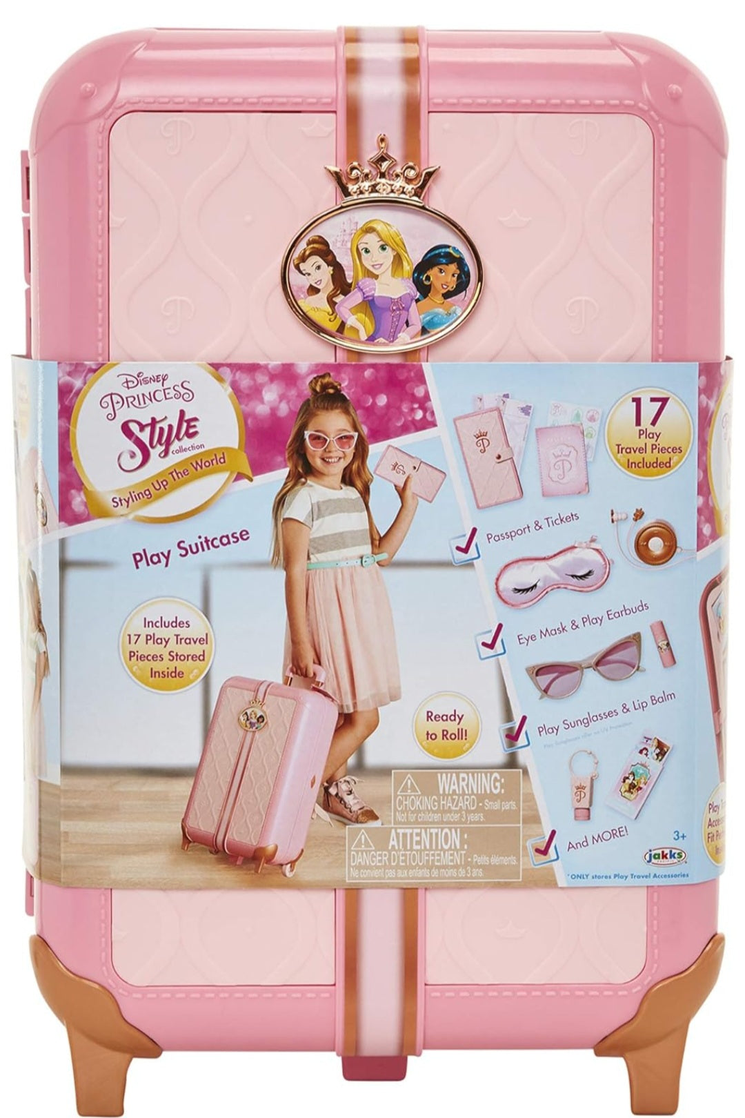 Disney Princess Travel Suitcase Play Set for Girls with Luggage Tag