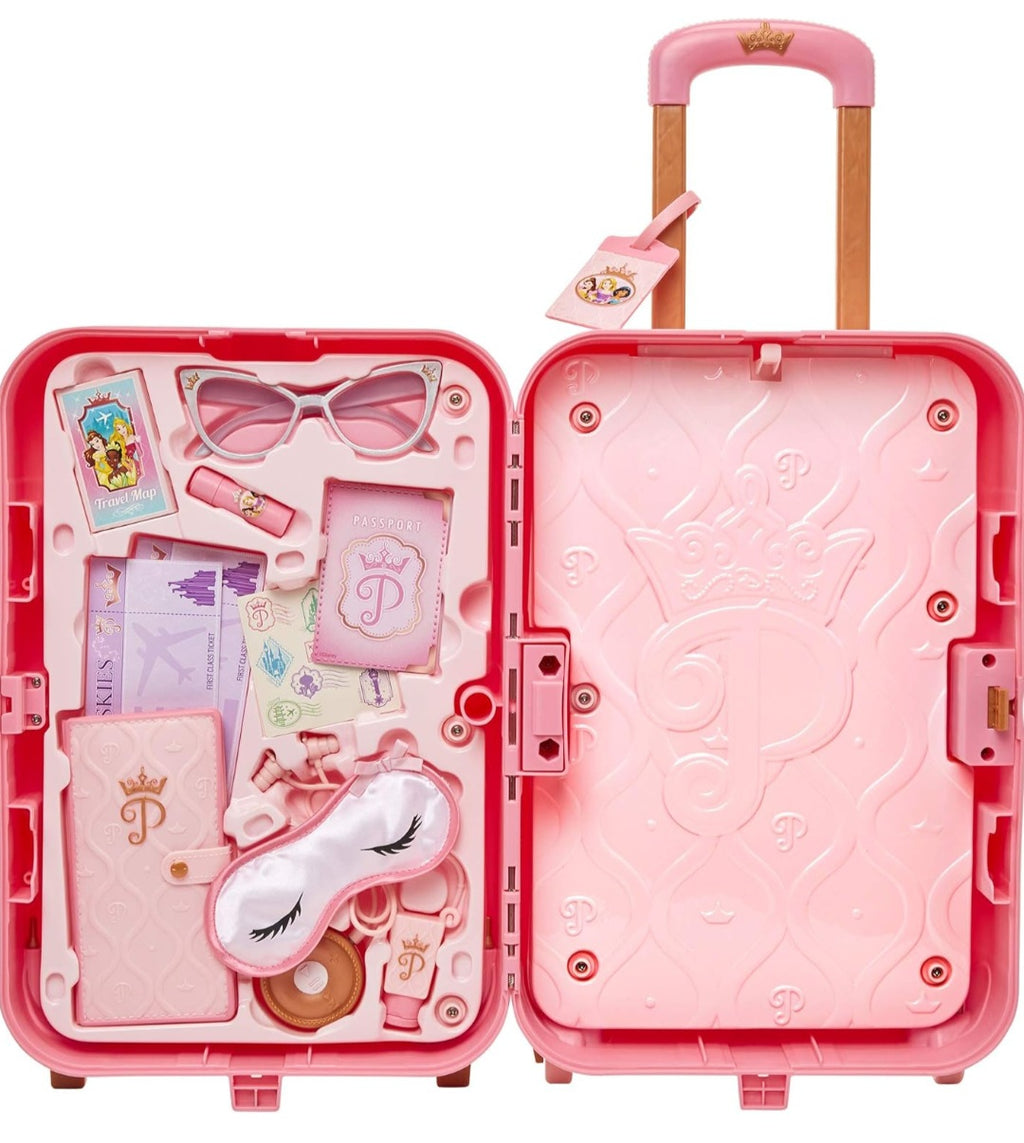 Disney Princess Travel Suitcase Play Set for Girls with Luggage Tag